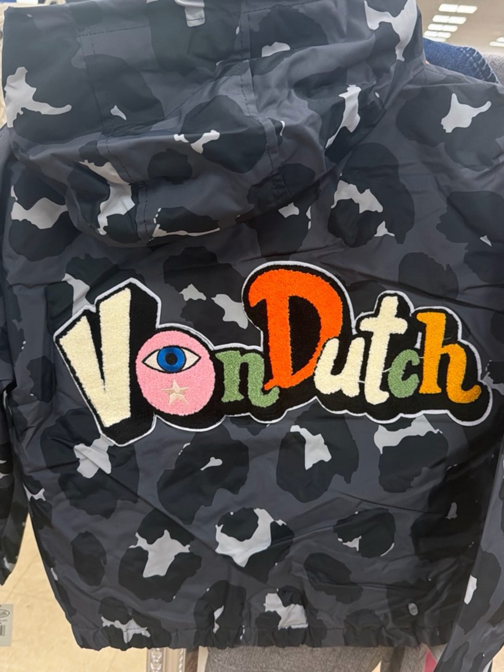 Von Dutch womens' Black Gray Camo Hooded Jacket